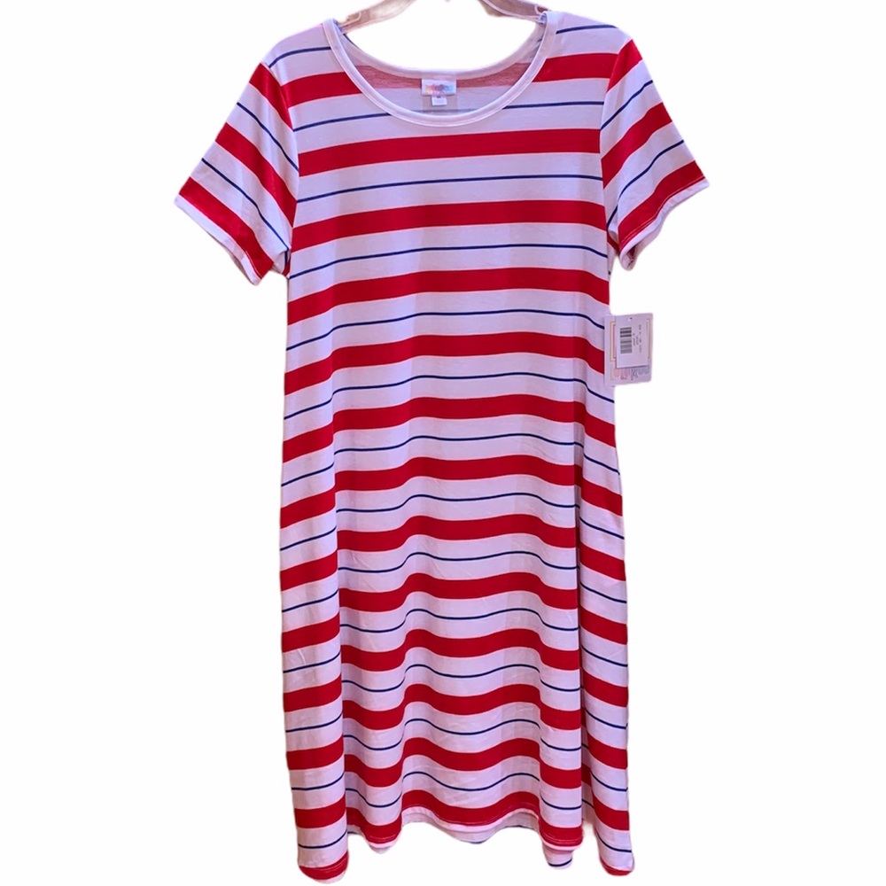 HP ⭐️LuLaRoe | Jessie Dress | Red, White, Blue | M